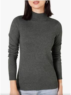 New Dark Gray Mock Neck Long Sleeve Sweater Size 1X